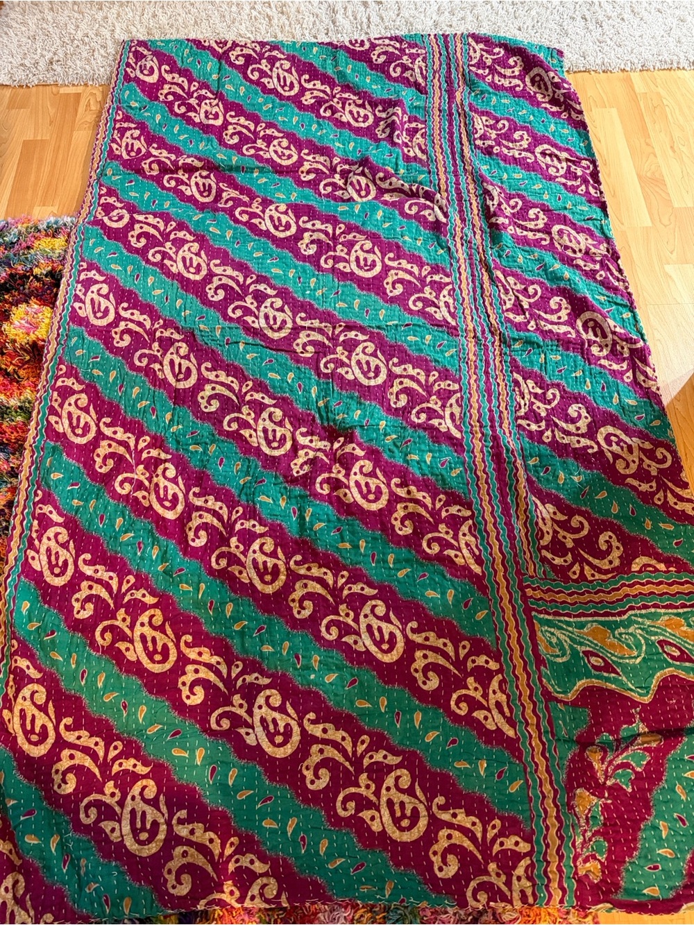 Kantha beautiful cultural, artistry quilt, one of a kind